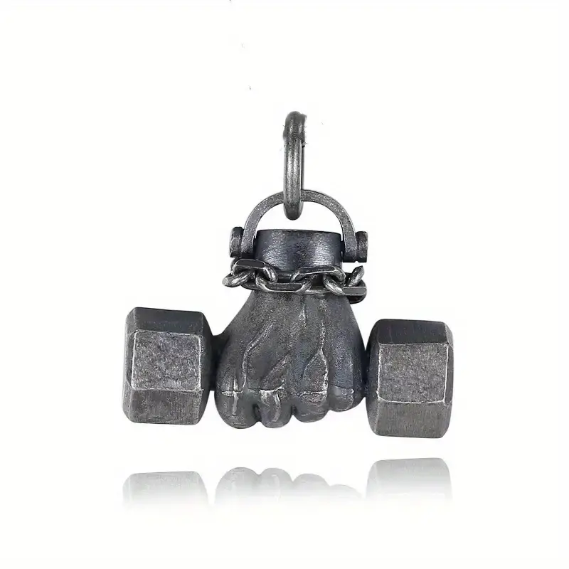 Heren ketting met dumbbell hanger – fitness ketting RVS stoer design